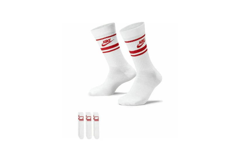 Nike Dri-FIT Sportswear Everyday Essential Ψηλές Κάλτσες Λευκές, Κόκκινες 3 Ζευγάρια
