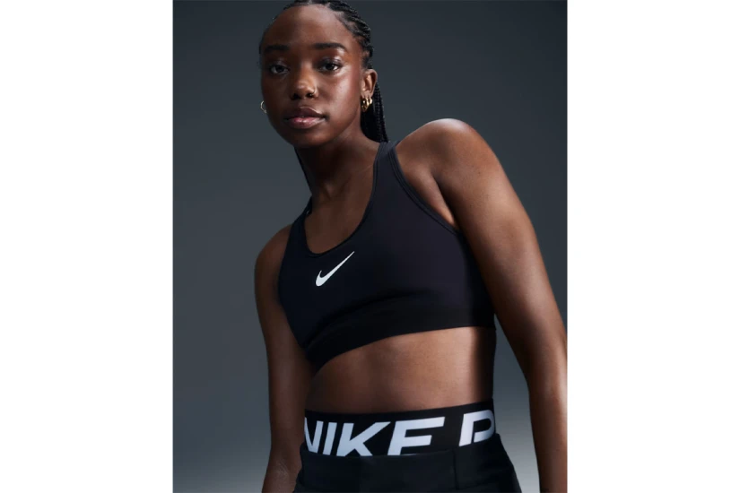 Nike Swoosh Dri-FIT Γυναικείο Μπουστάκι Μαύρο