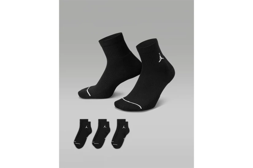 Jordan Everyday Ankle Κοντές Kάλτσες Μαύρες 3 Ζευγάρια