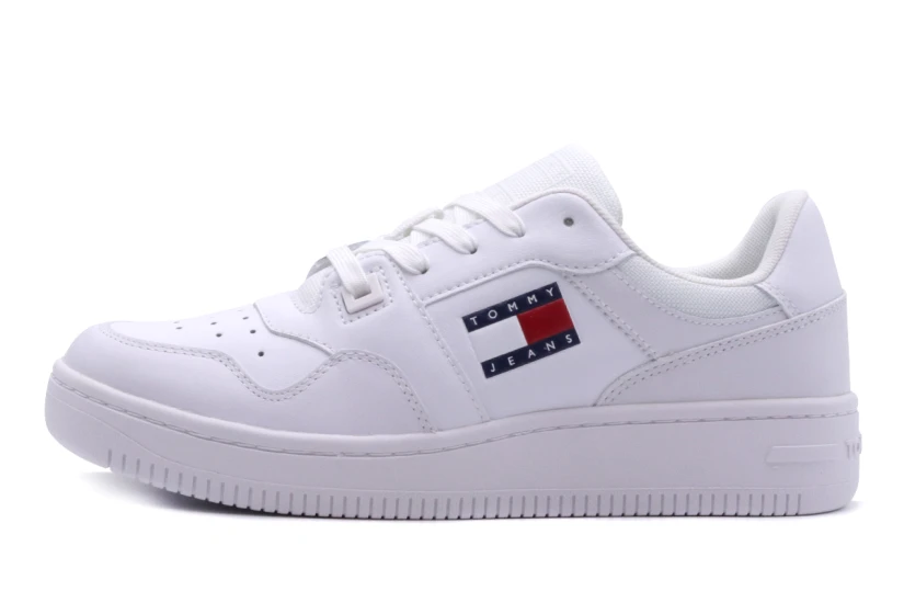 Tommy Jeans Retro Basket Ανδρικά Παπούτσια Λευκά