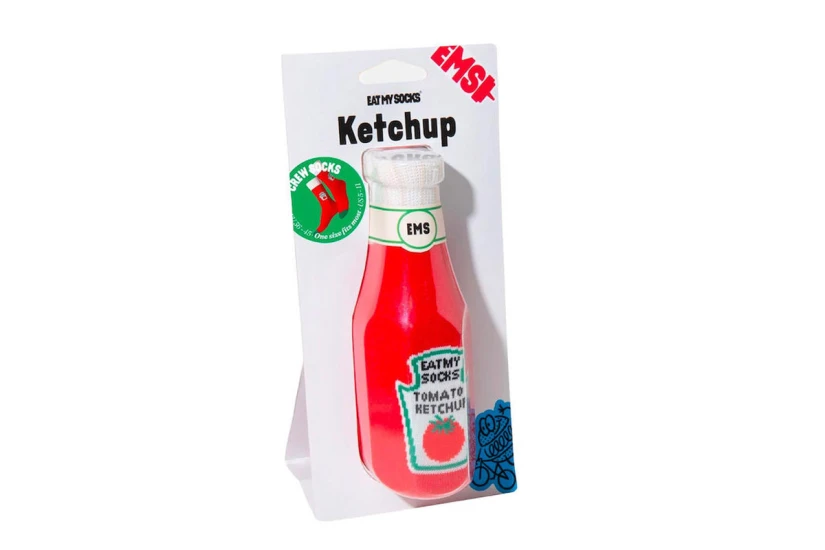 Eat My Socks Ketchup Unisex Κάλτσες πάνω από τη Γάμπα Κόκκινες, Λευκές, Πράσινες, Μαύρες 1 Ζευγάρι