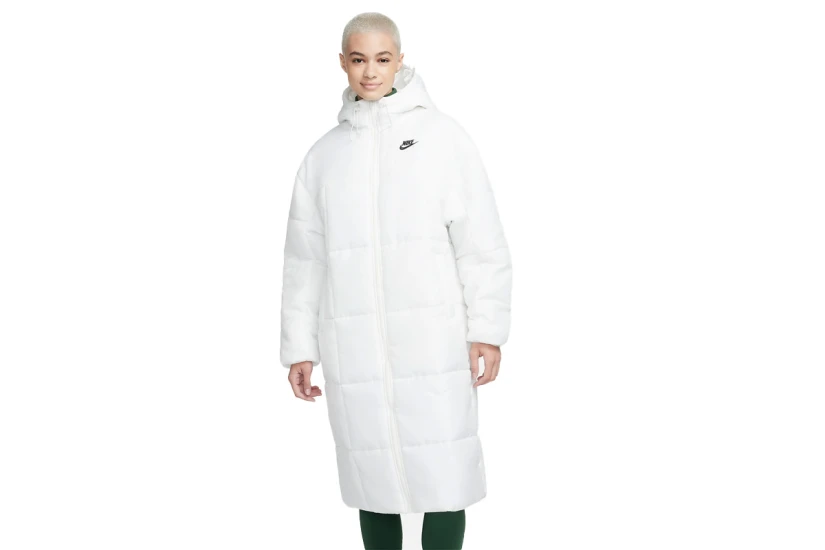 Nike Classic Puffer Γυναικείο Μπουφάν με Κουκούλα Λευκό