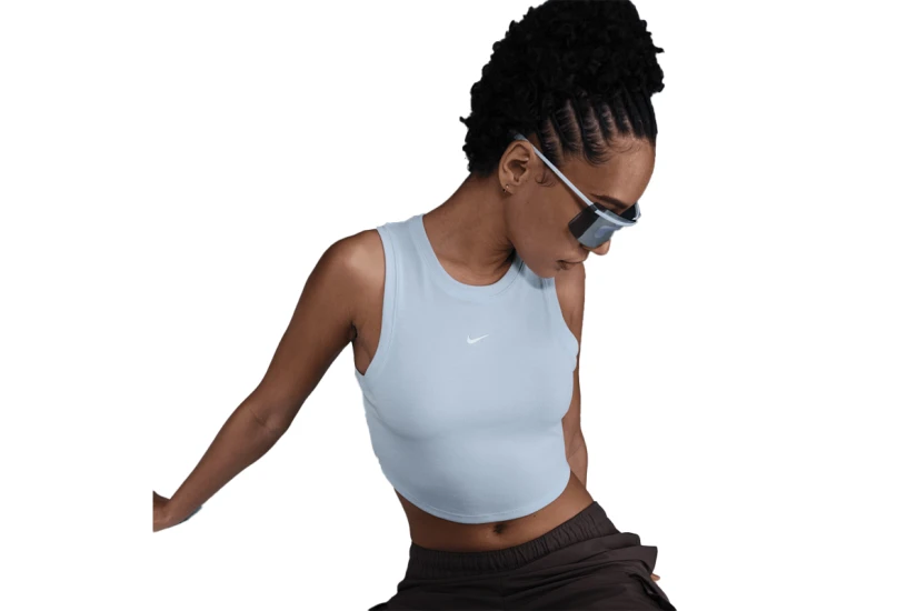 Nike Sportswear Chill Knit Γυναικείο Αμάνικο Crop Top Σιέλ