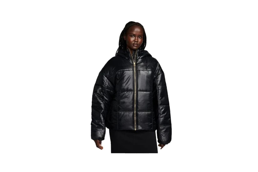 Nike Therma-FIT Γυναικείο Puffer Μπουφάν με Κουκούλα Μαύρο