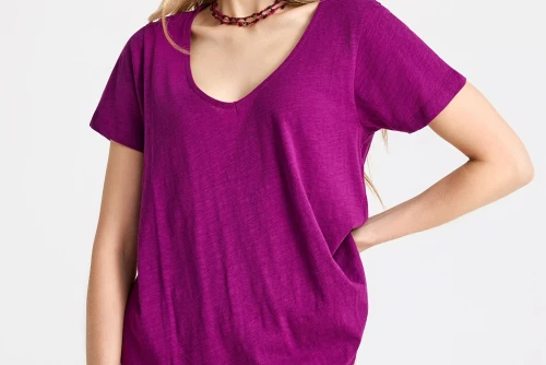 Funky Buddha The Basics Collection V-Neck T-Shirt Γυναικείο (FBL013-100-04-GRAPE-JUICE)