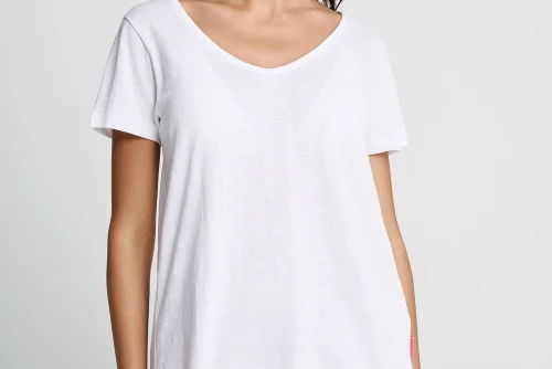 Funky Buddha The Basics Collection V-Neck T-Shirt Γυναικείο (FBL013-100-04-WHITE)