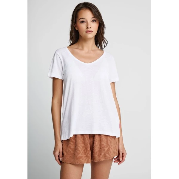 Funky Buddha The Basics Collection V-Neck T-Shirt Γυναικείο (FBL013-100-04-WHITE)