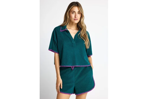 Funky Buddha Terry Towel Polo Γυναικείο (FBL013-100-06-EMERALD)