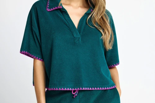 Funky Buddha Terry Towel Polo Γυναικείο (FBL013-100-06-EMERALD)