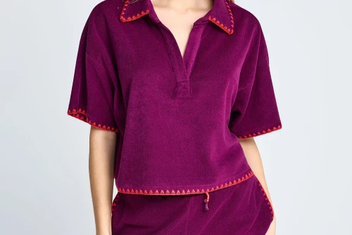 Funky Buddha Terry Towel Polo Γυναικείο (FBL013-100-06-GRAPE-JUICE)