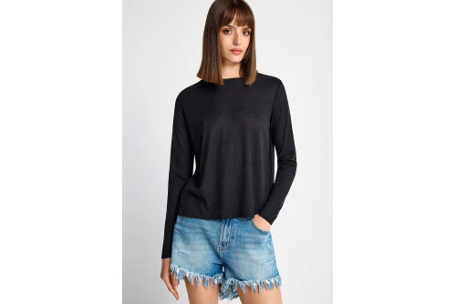Funky Buddha Μπλούζα Με Λαιμόκοψη Γυναικεία (FBL013-100-07-BLACK)