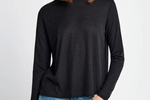 Funky Buddha Μπλούζα Με Λαιμόκοψη Γυναικεία (FBL013-100-07-BLACK)