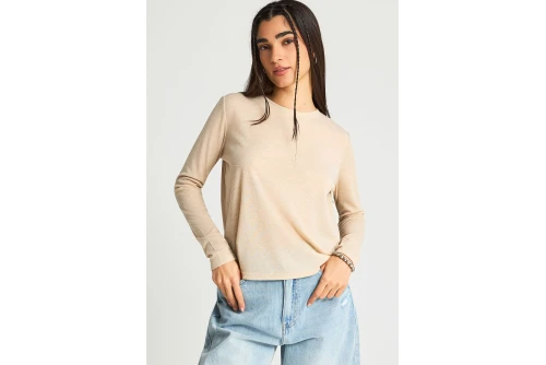 Funky Buddha Μπλούζα Με Λαιμόκοψη Γυναικεία (FBL013-100-07-WARM-SAND)