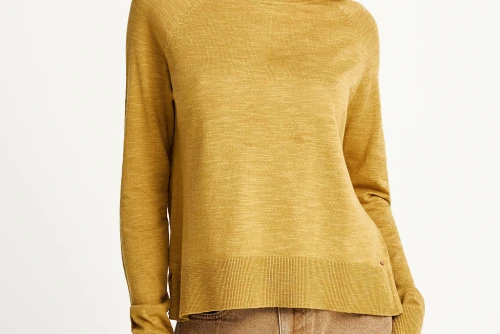 Funky Buddha Cotton Fine Knit Μπλούζα Πλεκτή Γυναικεία (FBL013-100-09-HONEY-MUSTARD)