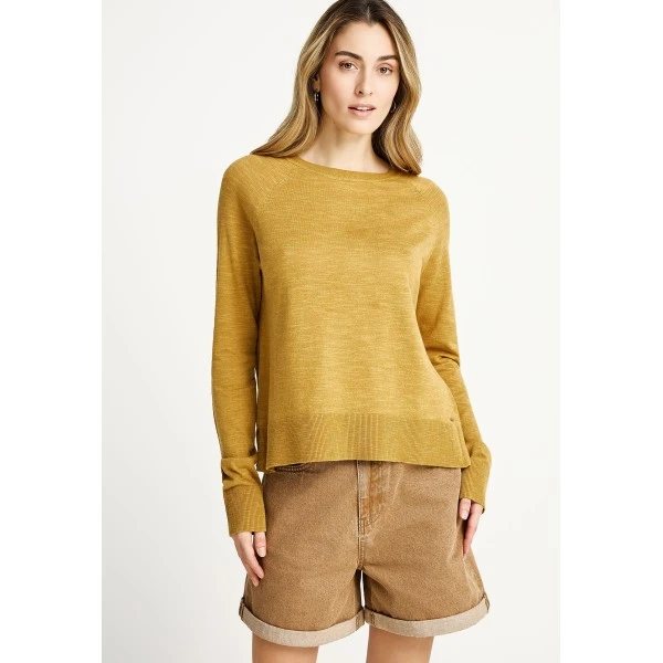 Funky Buddha Cotton Fine Knit Μπλούζα Πλεκτή Γυναικεία (FBL013-100-09-HONEY-MUSTARD)