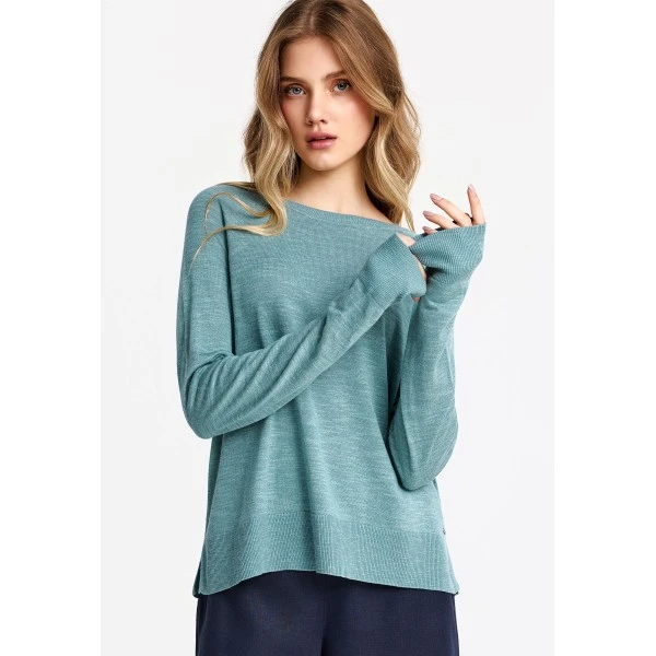 Funky Buddha Cotton Fine Knit Μπλούζα Πλεκτή Γυναικεία (FBL013-100-09-MINERAL-BLUE)