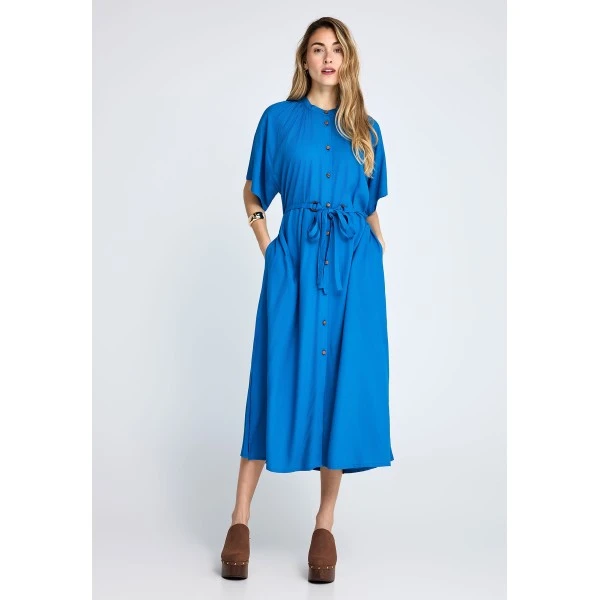 Funky Buddha Φόρεμα Midi Με Ζώνη Γυναικείο (FBL013-100-13-IBIZA-BLUE)