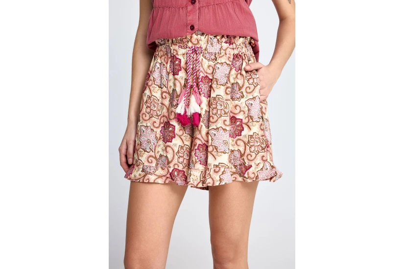 Funky Buddha Floral Γυναικείο Casual Σορτς Εκρού, Ροζ, Φούξια, Καφέ