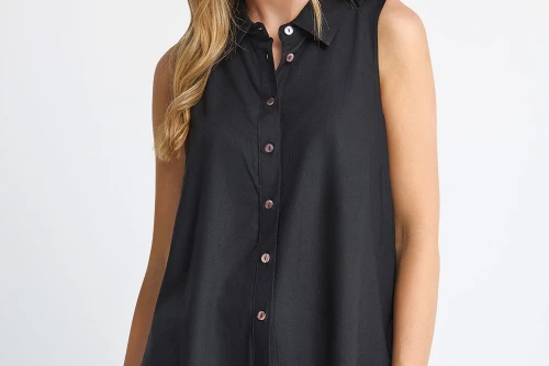 Funky Buddha Viscose Πουκάμισο Αμάνικο Γυναικείο (FBL013-101-05-BLACK)