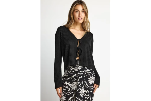Funky Buddha Rib Ζακέτα Πλεκτή Γυναικεία (FBL013-101-07-BLACK)