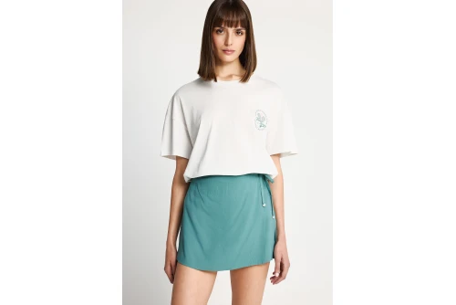 Funky Buddha Side Tie Φούστα Mini Γυναικεία (FBL013-101-14-GREEN-LAKE)