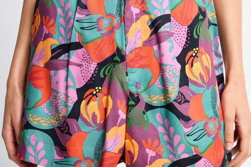 Funky Buddha Floral Σορτς Casual Με Ζώνη Γυναικείο (FBL013-102-03-MULTI)