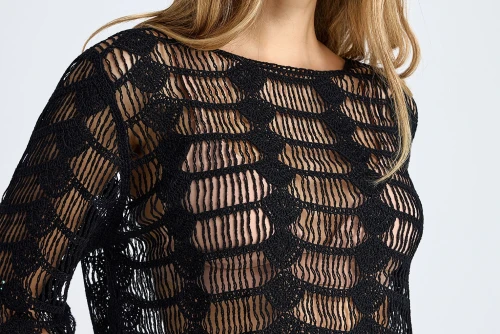 Funky Buddha Μπλούζα Πλεκτή Γυναικεία (FBL013-102-07-BLACK)