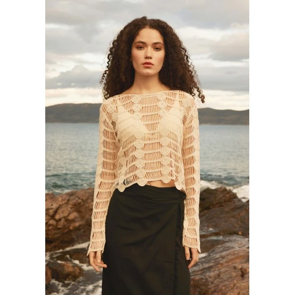 Funky Buddha Loose Μπλούζα Πλεκτή Γυναικεία (FBL013-102-07-CHALK)