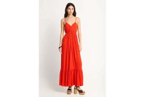 Funky Buddha Φόρεμα Maxi Γυναικείο (FBL013-102-13-SPICY-ORANGE)