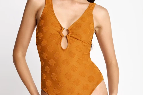 Funky Buddha Towel Pattern Μαγιό Ολόσωμο Γυναικείο (FBL013-102-16-SPICY-PUMPKIN)