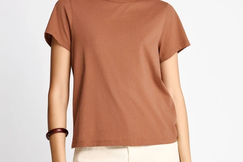 Funky Buddha The Basics Collection T-Shirt Γυναικείο (FBL013-103-04-CAPPUCCINO)