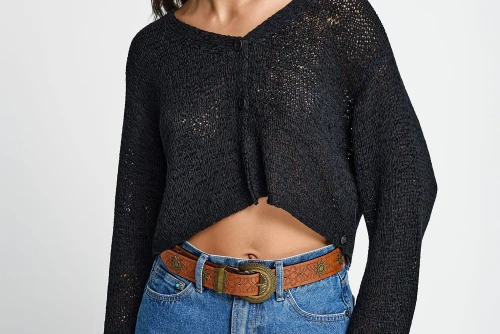 Funky Buddha Short Woven Ζακέτα Πλεκτή Γυναικεία (FBL013-103-07-BLACK)