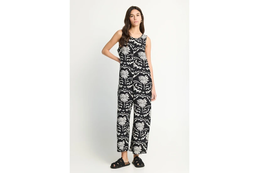 Funky Buddha Boho Γυναικεία Ολόσωμη Φόρμα Μαύρη, Λευκή