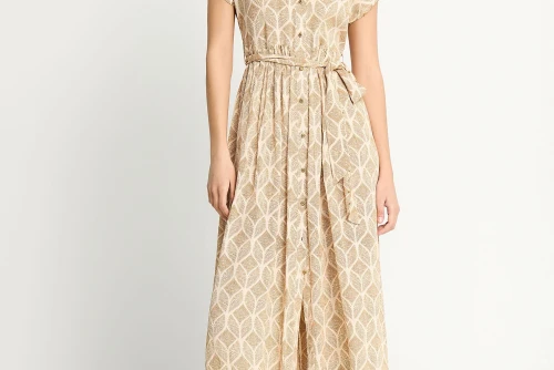 Funky Buddha Side Slit Φόρεμα Maxi Γυναικείο (FBL013-103-13-CLOUD-CREAM)