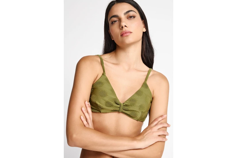 Funky Buddha Towel Pattern Γυναικείο Μαγιό Bikini Top Λαδί