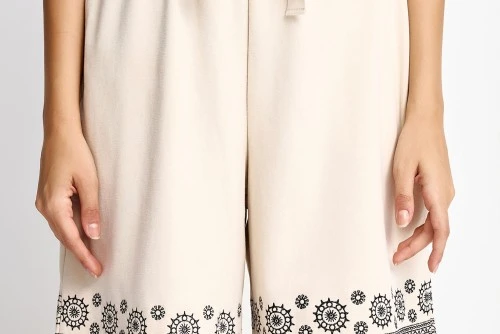 Funky Buddha Embroidery Σορτς Αθλητικό Γυναικείο (FBL013-104-03-CLOUD-CREAM)