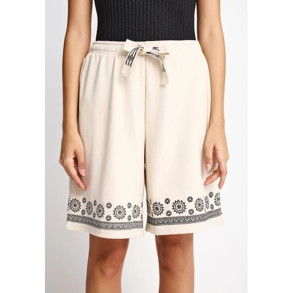 Funky Buddha Embroidery Σορτς Αθλητικό Γυναικείο (FBL013-104-03-CLOUD-CREAM)