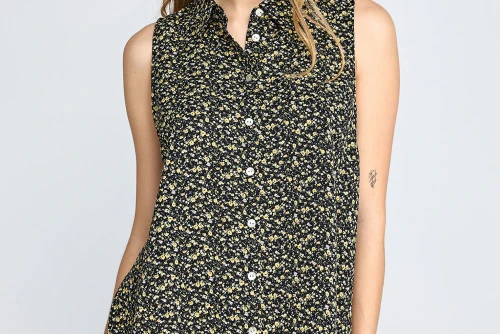 Funky Buddha Floral Πουκάμισο Αμάνικο Γυναικείο (FBL013-104-05-BLACK)