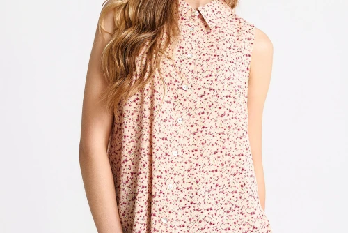 Funky Buddha Floral Πουκάμισο Αμάνικο Γυναικείο (FBL013-104-05-BLEACHED-APRICOT)