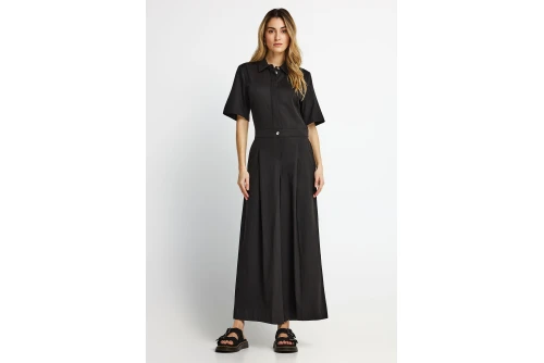 Funky Buddha Lyocell Ολόσωμη Φόρμα Με Γιακά Γυναικεία (FBL013-104-12-BLACK)