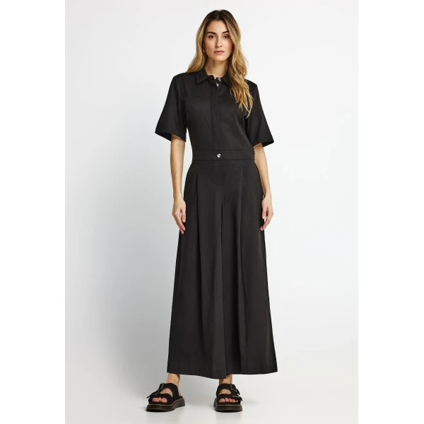 Funky Buddha Lyocell Ολόσωμη Φόρμα Με Γιακά Γυναικεία (FBL013-104-12-BLACK)