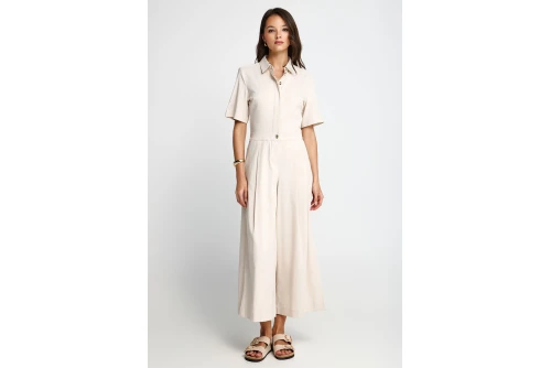 Funky Buddha Lyocell Ολόσωμη Φόρμα Με Γιακά Γυναικεία (FBL013-104-12-CLOUD-CREAM)