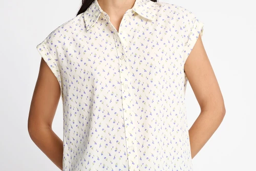 Funky Buddha Floral Πουκάμισο Κοντομάνικο Γυναικείο (FBL013-105-05-OFF-WHITE)