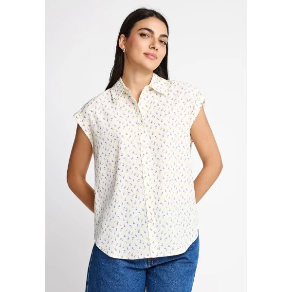 Funky Buddha Floral Πουκάμισο Κοντομάνικο Γυναικείο (FBL013-105-05-OFF-WHITE)