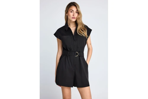 Funky Buddha Zippered Ολόσωμο Σορτς Γυναικείο (FBL013-105-12-BLACK)
