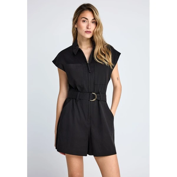Funky Buddha Zippered Ολόσωμο Σορτς Γυναικείο (FBL013-105-12-BLACK)