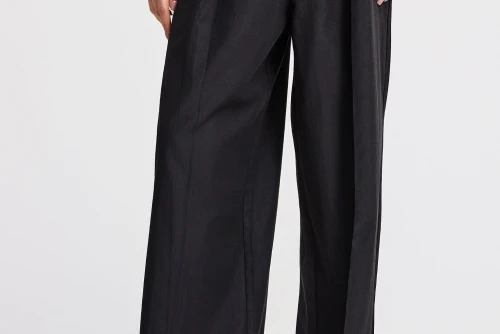 Funky Buddha Casual Wide Leg Παντελόνα Γυναικεία (FBL013-106-02-BLACK)