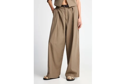 Funky Buddha Casual Wide Leg Παντελόνα Γυναικεία (FBL013-106-02-CIGAR)