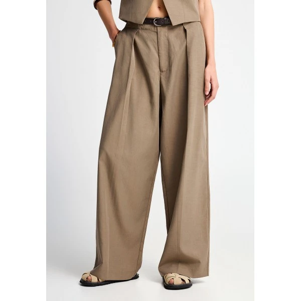 Funky Buddha Casual Wide Leg Παντελόνα Γυναικεία (FBL013-106-02-CIGAR)