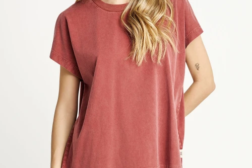 Funky Buddha Slit Sleeve T-Shirt Γυναικείο (FBL013-106-04-HENNA-BROWN)